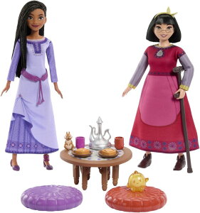 vZX Vf Mattel Disney Wish Toys, Best Friends Tea Time Playset with Asha & Dahlia of Rosas Dolls, 2 Figures, 1 Table & 10 Accessories, Inspired by the Movie ysAiz
