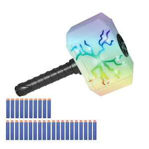 tH[giCg l` tBMA  Coophit Thors Dart-Blasting Hammer Toy Gun for Nerf Guns Bullets with Lights -Toys for 5 6 7 8 9+ Year Old Boys,Kids Roleplay Toy Thunder Mjolnir with 30 Darts ysAiz