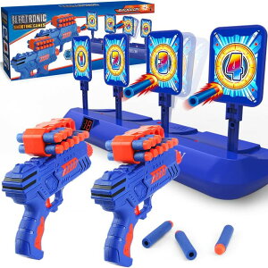tH[giCg l` tBMA  BAODLON Digital Shooting Targets with Foam Dart Toy Gun, Electronic Scoring Auto Reset 4 Targets, Shooting Game Toys Gifts for Age of 5, 6, 7, 8, 9, 10+ Years Old Kids, Boys, Compatible with y