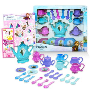 AiƐ̏ Ai GT Classic Disney Frozen Tea Set Bundle ~ 26 Pc Frozen Tea Party Decorations, Cups, Tea Pot, Featuring Anna and Elsa with Frozen Stickers (Frozen Tea Set Party Supplies) ysAiz
