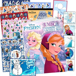 AiƐ̏ Ai GT Disney Frozen Coloring Book with Stickers Set - Bundle Includes Disney Frozen Coloring Book, 500 Disney Frozen Stickers, 2-Sided Castle Door Hanger, Thank You Card Craft ysAiz