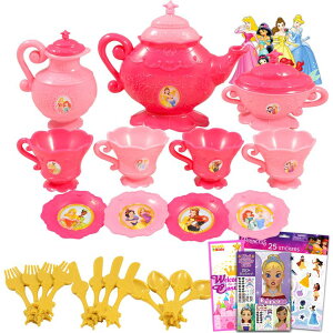 fBYj[ vZX Disney Princess Disney Princess Playset Dinnerware - Bundle of 26 Pc Plastic Princess Pretend Tea Time Set with Disney Princess Stickers, More | Playset for Toddlers ysAiz