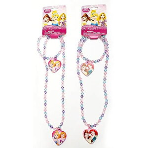 fBYj[ vZX Disney Princess Disney Apron Pink Princess Beaded Charm Pendant 2 Necklaces and 2 Bracelets Kids Jewelry Set for Birthday Party Gift Favors ysAiz
