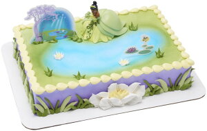 fBYj[ vZX Disney Princess DecoSet? Disney Princess Tiana Cake Topper, 3-Piece Cake Decoration With Tiana And Frog Figurine, Water Lily Pic, And Background Scenery Pic ysAiz