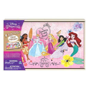 vZX PrincessAG Ariel g}[Ch vcF Disney Princess, 7 Wood Puzzles Jigsaw Bundle 12-Piece 16-Piece 24-Piece Ariel Tiana Rapunzel Pocahontas with Storage Tray, for Kids Ages 4 and up ysAiz