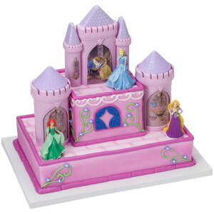 vZX PrincessAG Ariel g}[Ch vcF DecoSet? Disney Princess Happily Ever After Birthday Cake Topper, 6-Piece Cake Decorations, Includes Castle with Moveable Turrets, Cinderella, Ariel and Rapunzel Figu 