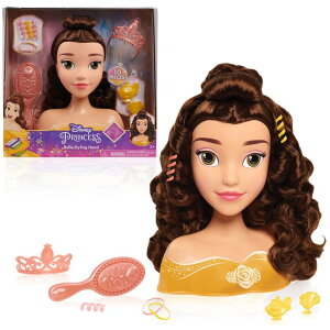 Ɩb x Disney Princess Belle Styling Head, Brown Hair, 10 Piece Pretend Play Set, Beauty and the Beast, Officially Licensed Kids Toys for Ages 3 Up by Just Play ysAiz