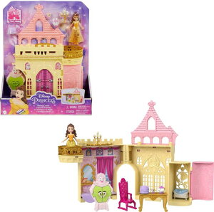Ɩb x Mattel Disney Princess Toys, Belle Stackable Castle Doll House with Small Belle Doll, 4 Character Friends & 3 Accessories, Portable with Handle ysAiz