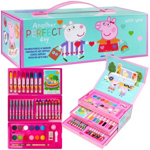 ypsbO Ă Peppa Pig Colored Pencils Art Supplies Kids Drawing Kit School Supplies Coloring Stationery Girls Drawing Pencils Art Kit Travel Case with Crayons Arts and Crafts for Kids 4-12 ysAiz