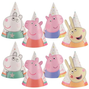 �y�p�s�b�O ����Ă� Adorable Multicolor Peppa Pig Confetti Party Mini Hats - 3.66 x 2 (Pack of 8 ) - Unique Design - Fun & Stylish Party Accessory - Perfect for Birthday Celebrations �y���s�A���i�z
