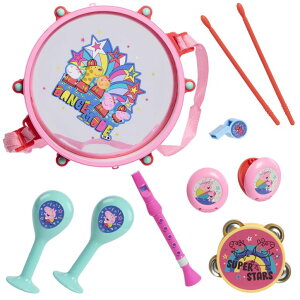 ypsbO Ă Peppa Pig Party Drum Set, 10-Pieces, 6 Musical Instruments, Pretend Play, Musical Education, Kids Toys for Ages 18 Month, Amazon Exclusive by Just Play ysAiz