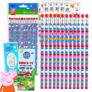 �y�p�s�b�O ����Ă� 12 Count Peppa Pig Pencils for Classroom Set - Bundle with 12 Pencils for Girls Featuring Peppa Pig Plus Bonus Stickers, More | Peppa Pig School Supplies �y���s�A���i�z