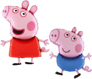 ypsbO Ă Toyland Pack of 2 Giant Peppa Pig & George Pig Character Foil Balloons - Pink & Blue, 95cm Each, Self-Sealing, Perfect for Children's Birthday Parties ysAiz