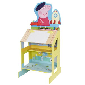 ypsbO Ă Peppa Pig Wooden Play Easel, 3 Areas for Play and Creative Activities; Drawing Area, Chalkboard, and Fun 2-Story Peppa House. ysAiz