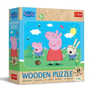 ypsbO Ă Trefl - Wooden Puzzle: Peppa Pig, Meet Cute Peppa - 24 Elements, Wooden Puzzle, Rounded Edge, Decorative Pattern on The Reverse, for Children from 3 Years Old ysAiz