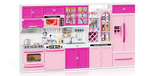 Lb` ܂܂ 䏊 Wee Wonders 57 PCS Kitchen Playset for Girls, 5-in-1 Toddler Mini Kitchen with Realistic Lights & Sounds, Doll Kitchen House Toy, Mini Furniture Pretend Play Toys for Kids Age 3+, Pink ysAiz