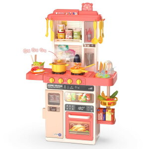 Lb` ܂܂ 䏊 Kids Kitchen Play SetCInteractive Kids Kitchen Play Set with 50Pcs of Pretend Kitchen ToysCRealistic Sound EffectsCand Simulated Functionality - Suitable for Toddlers Aged 3-5 Years(Pink) ysAiz