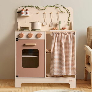 Lb` ܂܂ 䏊 ROBOTIME Kids Play Kitchen Set - Rustic Wooden Kitchen Sets, Pretend Play Kitchen with Leaf Light String, Apron, and Groves, for Toddlers 3+ (Rustic Style) ysAiz