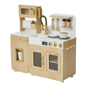 Lb` ܂܂ 䏊 Teamson Kids Little Chef Cyprus Wooden Play Kitchen Set ? Pretend Toy Kitchen for Toddlers & Kids Ages 3+ with Ice Maker, Storage & Accessories ? Play Kitchen for Kids, Light Oak & White Faux Marble ysAiz