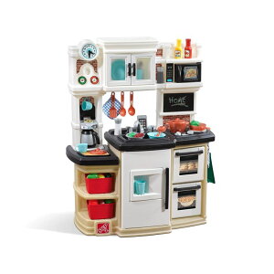Lb` ܂܂ 䏊 Step2 Great Gourmet Kids Kitchen Playset, Indoor/Outdoor Kitchenette, Interactive Play with Lights and Sounds, Made of Durable Plastic, Includes 33 Piece Toy Accessories, Toddlers 3+ Years Old, Tan ysAiz