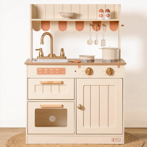 Lb` ܂܂ 䏊 ROBUD Play Kitchen, Wooden Kids Kitchen Playset for Kids with Realistic Design, Sink, Oven, Stove, Cabinet, American Vintage Style, Age 3+ ysAiz