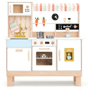 Lb` ܂܂ 䏊 PairPear Play Kitchen for Kids, Wooden Toy Kitchen Set with Coffee Maker Ice Maker & Play Kitchen Accessories, Pretend Play Toddler Kitchen Toys Gift for Girls Boys 3+ ysAiz