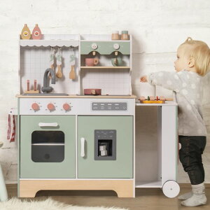 キッチン おままごと 台所 ROBOTIME Wooden Play Kitchen for Kids, Pretend Kitchen Set with Ice Maker, BBQ, Lights & Sounds, Toy Kitchen for Toddlers Ages 3+, Kitchen for Boys and Girls 【並行輸入品】