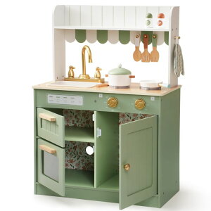 キッチン おままごと 台所 ROBOTIME Play Kitchen for Kids Toddlers, Wooden Pretend Play Kitchen Set Toy with Cutting Food Set, Toys Kitchen Gift for 3+ Year Old Kids, Girls & Boys 【並行輸入品】