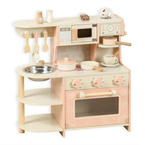 Lb` ܂܂ 䏊 Wooden Kitchen Playset for Kids Ages 3-8, Pretend Play Kitchen for Toddlers with Realistic Design, Cooking Accessories, Coffee Maker, Oven, Microwave, Sink - Small ysAiz