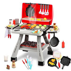 キッチン おままごと 台所 Kids BBQ Grill Playset with Simulated Smoke & Sound & Light, Play Kitchen Set W/ 41PCS Toy Food, Indoor & Outdoor Interactive Kitchen Pretend Play Toys, Cooking Toy Kit for Toddler Boy Girl 3 4 5+ 【並行輸入品】