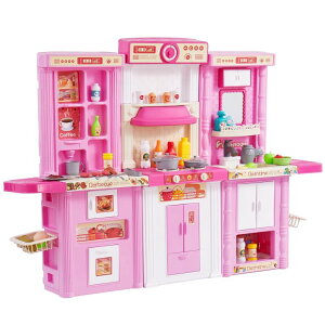 Lb` ܂܂ 䏊 VEVOR Kids Kitchen Playset, 3-in-1 Toddler Kitchen with Simulated Spray, Sounds and Lights, Play Kitchen Set with 74 PCS Cooking Accessory Set for Toddlers, Preschoolers, Children Ages 3-8, Pink ysAiz