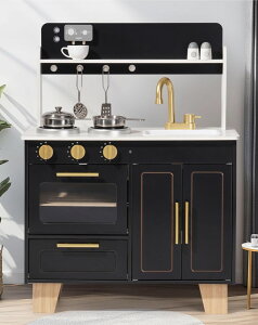 Lb` ܂܂ 䏊 ROBUD Play Kitchen Set - Wooden Marble-Style Kitchen Playset with Realistic Stove, Oven & Sink for Kids Ages 3+ ysAiz