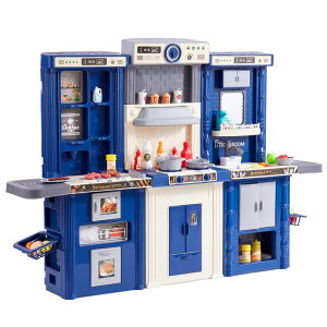Lb` ܂܂ 䏊 VEVOR Kids Kitchen Playset, 3-in-1 Toddler Kitchen with Simulated Spray, Sounds and Lights, Play Kitchen Set with 74 PCS Cooking Accessory Set for Toddlers, Preschoolers, Blue ysAiz