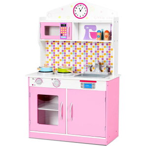 �L�b�`�� ���܂܂��� �䏊 HONEY JOY Pink Kids Kitchen Playset, Pretend Play Kitchen for Toddlers, Removable Sink & Faucet, Microwave, Cookware, Storage Cabinet, Wooden Little Chef Toy Kitchen Set, Gift for Boys Girls 3+, Pink �y���s�A���i