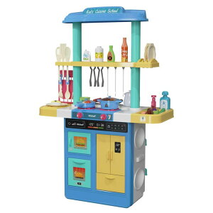 Lb` ܂܂ 䏊 TEMI Kids Kitchen playset & 60 Pcs Toy Accessories Set, Kids Kitchen Toys & Grill Playset, Play Kitchen w/ Real Sounds and Light, Pretend Play Set for Toddlers, Kids, Girls & Boys (Blue) ysAiz