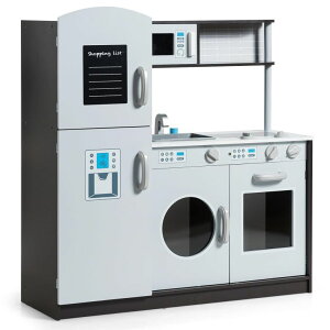 �L�b�`�� ���܂܂��� �䏊 Costzon Kids Kitchen Playset, Wooden Pretend Play Toy Set with Realistic Sound, Microwave, Oven, Washing Machine, Refrigerator, Sink, Play Kitchen for Toddlers, Gift for Boys Girls Age 3+ �y���s�A���i�z