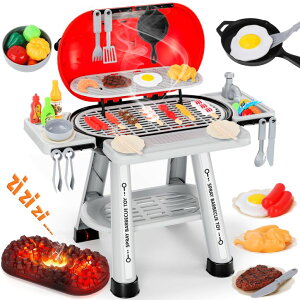 Lb` ܂܂ 䏊 68 PCS Kids Kitchen Playset for Toddlers 3-5,Cooking BBQ Grill Set Toys with Realistic Smoke, Sound & Light,with Kitchen Sink,Little Chef Pretend Play,Outdoor Camping Birthday Gifts for Boys Girls ysAiz