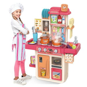 �L�b�`�� ���܂܂��� �䏊 Zamera Kids Kitchen Playset - Toddler Kitchen Playset with Realistic Lights, Sounds & Steam, 42 Piece Toy Cooking Set with Utensils, Play Food & Sink,Fun Pretend Play Kitchen for Boys & Girls 2 Years �y���s�A���i