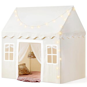 vCnEX ܂܂ q LbY Tiny Land Play Tent with Padded Mat & LED Lights, Kids Tent, Playhouse for Kids, Indoor Bed Tent for Toddler, Toys for 3,4,5,6-Year-Old Girls, Neutral Color Play Room Furniture ysAiz