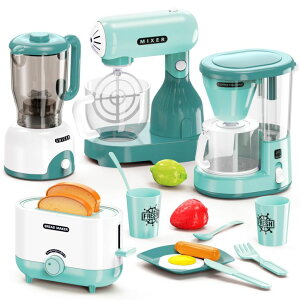 Lb` ܂܂ 䏊 BRIGPICIOUS Kids Play Kitchen Accessories Toys Set, Pretend Play Kitchen Appliances Kit - Blender, Coffee Maker, Mixer, Toasters with Light & Sound, Playhouse Role Play Toy Gift for Girl Ages 3 4 5 6 ysAi