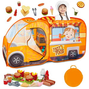 vCnEX ܂܂ q LbY Kiddzery Food Truck Play Tent - 54 Pc. Food Set Pop Up Playhouse - Pretend Play Toys for Toddlers - Ball Pit Playset - Indoor & Outdoor Toy Tents for Kids - Trucks for Boys & Girls ysAiz