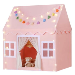 vCnEX ܂܂ q LbY Senodeer Kids Play Tent Indoor: with Mat, Tassel Garland, Star Lights - Pink Girl Tent Playhouse for Toddlers Kids Toys for Boy Girl Birthday Gift for Kids ysAiz