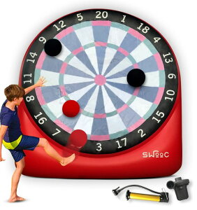 Q[ p[eB y߂ SWOOC Games - Giant Kick Darts with 15+ Games Included - Jumbo Soccer Darts with Air Pump - Big Inflatable Games - Carnival Games - Giant Outdoor Games & Activities - Giant Yard Games ysAiz