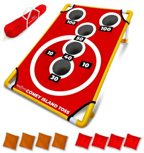 Q[ p[eB y߂ SWOOC Games - Coney Island Toss? - Arcade Style Cornhole Board Set w/Carrying Case & 15+ Games - Corn Hole Games for Adults - Kids Bean Bag Toss Game - Kids Cornhole Set w/Bags - Outdoor Yard Games ysAiz