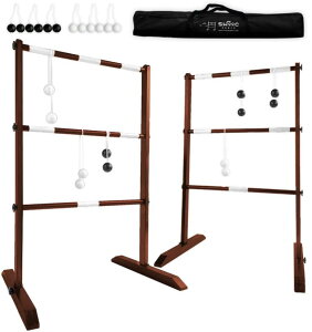 Q[ p[eB y߂ SWOOC Games - Premium Wooden Ladder Ball Game Set (Weather Resistant) - 10 Games Included & Carrying Case - Easy, No Tool Assembly - Ladder Toss Outdoor Game - Hillbilly Golf Backyard Fun ysAiz