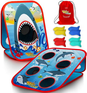 Q[ p[eB y߂ Swooc Games? - Shark Frenzy? | 2-in-1 Bean Bag Toss Game for Kids | 5-Second Setup Toddler Party Games for Kids | Toddler Outdoor Fun | Corn Hole Shark Toys for Boys | Cornhole Game Set Outside ysAiz