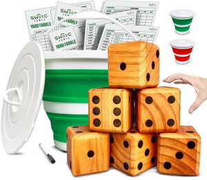 �Q�[�� �p�[�e�B �y���߂� SWOOC Games - Yardzee, Farkle, & 20+ Giant Dice Games - Yard Dice (All Weather) w/Bucket, Scorecards, & Marker - Giant Outdoor Games - Giant Yard Games for Adults - Big Dice Jumbo Dice - Large Dice �y���s�A���i�z