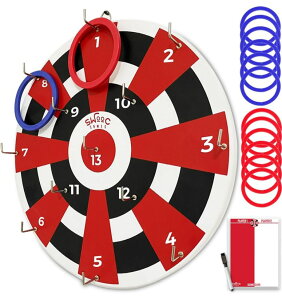 Q[ p[eB y߂ SWOOC Games ? Hook Darts Ring Toss Game ? Wood Board & Soft Rings ? 20+ Games Included for Kids & Adults ? Wall Mounted Ring and Hook ? Indoor & Outdoor Wall Decor for Game Room, Patio, Garage, Yard ysAiz