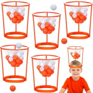 Q[ p[eB y߂ Head Hoop Basketball Party Game Set for Kid Adult Carnival Game Portable Adjustable Basket Net Headband with Balls for Birthday Carnival Office Indoor Outdoor Activity Fun Gift Back to School(66 Pcs) ysAi
