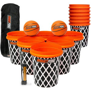 Q[ p[eB y߂ BasketPong Giant Yard Pong and Basketball Game with 12 Buckets, 2 Balls, Carrying Bag, and Air Pump ? Outdoor Game for Lawn, Backyard, Beach, and Parties ysAiz